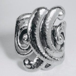 Vtg Jose Barrera Silver Tone Clamper Cuff Bracelet
